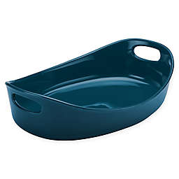 Rachael Ray™ Ceramics 4.5 qt. Bubble and Brown Oval Baker in Marine Blue