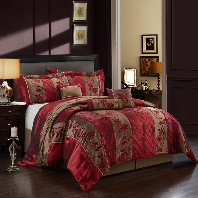 Nanshing Rosemonde King Comforter Set In Burgundy Bed Bath Beyond