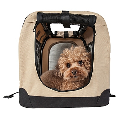Folding Zippered 360-Degree Vista View Medium Pet Crate in Khaki. View a larger version of this product image.