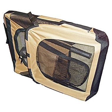 Folding Zippered 360-Degree Vista View Medium Pet Crate in Khaki. View a larger version of this product image.