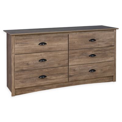 Prepac Salt Spring 6-Drawer Double Dresser In Drifted Grey