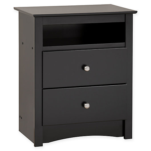 Alternate image 1 for Prepac™ Sonoma 2-Drawer Nightstand with Open Shelf in Black