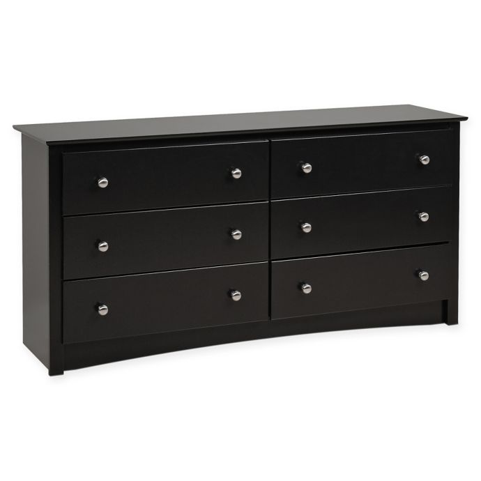 Prepac Sonoma 6-Drawer Double Dresser in Black | Bed Bath ...