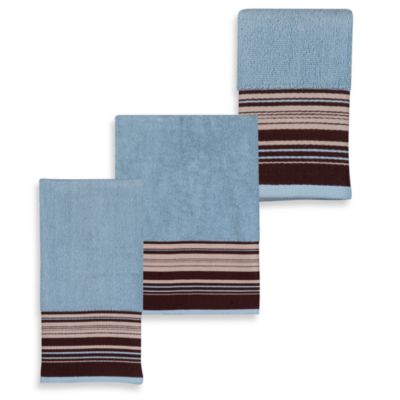 blue and brown bathroom towels