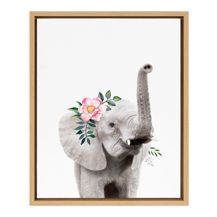 Marmalade Flower Crown Elephant 16 Inch X 20 Inch Framed Canvas Wall Art Bed Bath Beyond