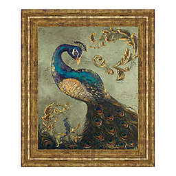 Peacock On Sage 22-Inch x 26-Inch Wood Framed Wall Art