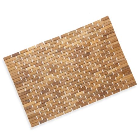 Conair Pollenex Solid Teak Roll Up Shower Mat Bed Bath And