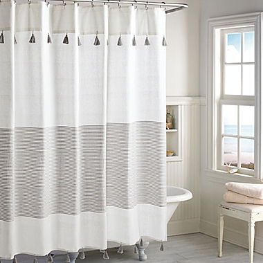 Peri Home Panama Stripe 72-Inch x 72-Inch Shower Curtain in Grey. View a larger version of this product image.