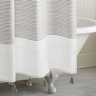 Peri Home Panama Stripe 72-Inch x 72-Inch Shower Curtain in Grey. View a larger version of this product image.