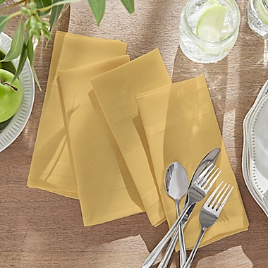 Plaid Jacquard Napkins in Gold (Set of 4). View a larger version of this product image.