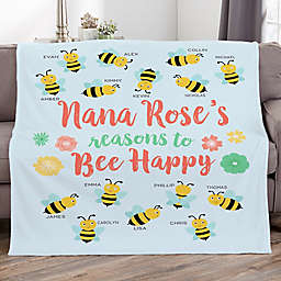 Bee Happy Fleece Throw Blanket