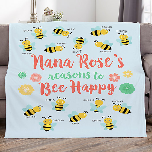 happy bees Small Hand-Tied Fleece Pet Blanket 