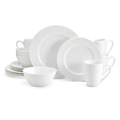 Trellis White 16-Piece Dinnerware Set 