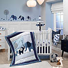 Alternate image 2 for Lambs &amp; Ivy&reg; Indigo Elephant Fitted Crib Sheet in Blue/White