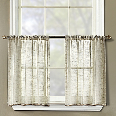 Linden 36-Inch Kitchen Curtain Tier Pair in Natural. View a larger version of this product image.