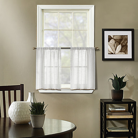 Alternate image 1 for Linden 36-Inch Rod Pocket Semi-Sheer Window Curtain Tier Pair in White