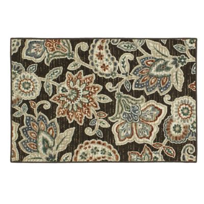 Mohawk Home® Richmond Jacobean Washable Rug in Black | Bed Bath & Beyond