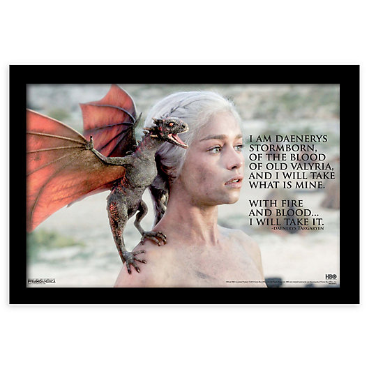 Ready To Hang Game Of Thrones Daenerys Drogon Framed Canvas Wall Art