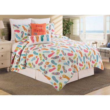 C & F Home Flip Flop Life Reversible Quilt Set in Pink/green | Bed Bath &  Beyond
