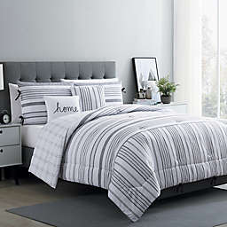 VCNY Home Farmhouse Princeton Reversible Full/Queen Comforter Set in White/Grey