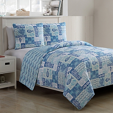 VCNY Home Patchwork Sea Life Reversible Quilt Set. View a larger version of this product image.