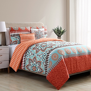 VCNY Home Ezra Reversible Full/Queen Comforter Set in Orange. View a larger version of this product image.