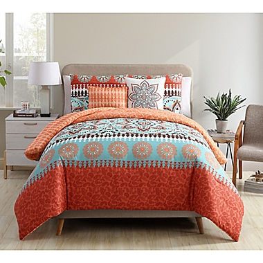 VCNY Home Ezra Reversible Full/Queen Comforter Set in Orange. View a larger version of this product image.