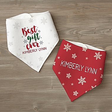 Best Gift Ever Personalized Christmas Bandana Bib Set. View a larger version of this product image.