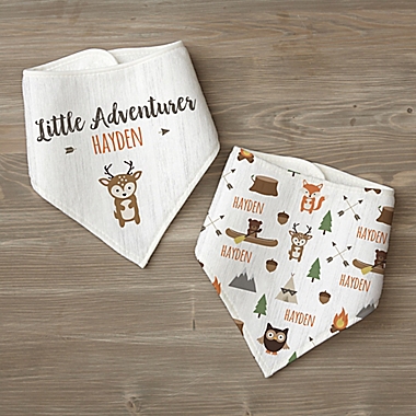 Woodland Adventure Deer Personalized Baby Bandana Bib Set. View a larger version of this product image.