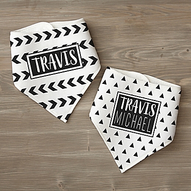 Black &amp; White Personalized Baby Bandana Bib Set. View a larger version of this product image.