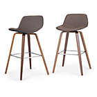 Alternate image 0 for Simpli Home Randolph Faux Leather Bentwood Counter Height Stool in Chocolate Brown (Set of 2)