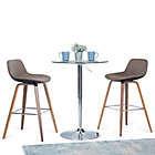 Alternate image 1 for Simpli Home Randolph Faux Leather Bentwood Counter Height Stool in Chocolate Brown (Set of 2)