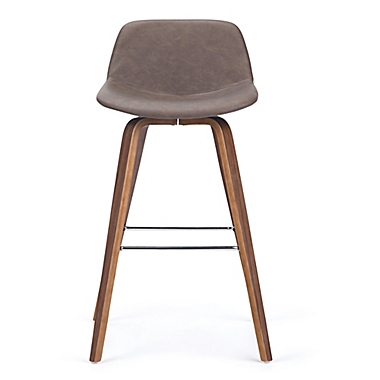 Simpli Home Randolph Faux Leather Bentwood Counter Height Stool in Chocolate Brown (Set of 2). View a larger version of this product image.