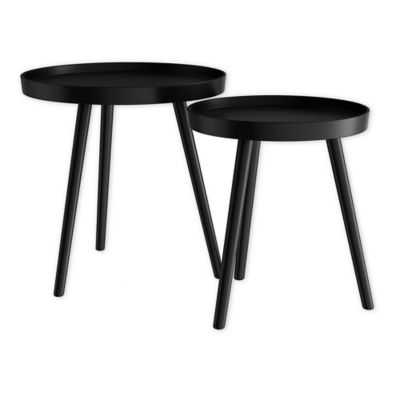 Lavish Home 2-Piece Tray Top Nesting Tables in Black
