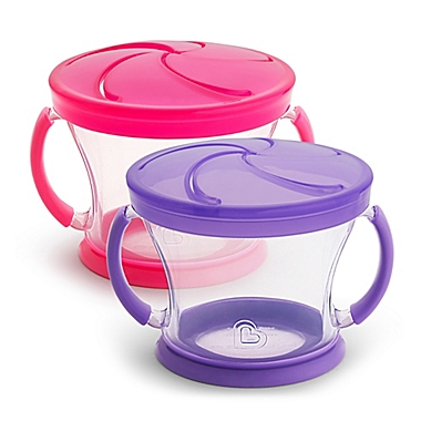 Munchkin&reg; Snack Catcher&reg; 9 oz. Snack Containers in Pink/Purple (Set of 2). View a larger version of this product image.