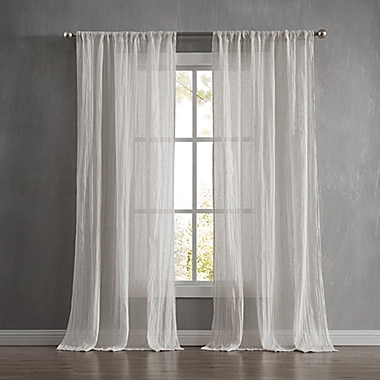 French Connection Charter Crushed 2-Pack  96-Inch Rod Pocket Window Curtain in Light Grey. View a larger version of this product image.