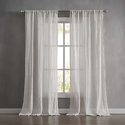 French Connection Charter Crushed 2-Pack  96-Inch Rod Pocket Window Curtain in Light Grey