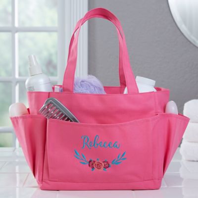 Floral Embroidered Shower Caddy