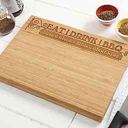 Eat, Drink & BBQ Personalized Bamboo Cutting Board