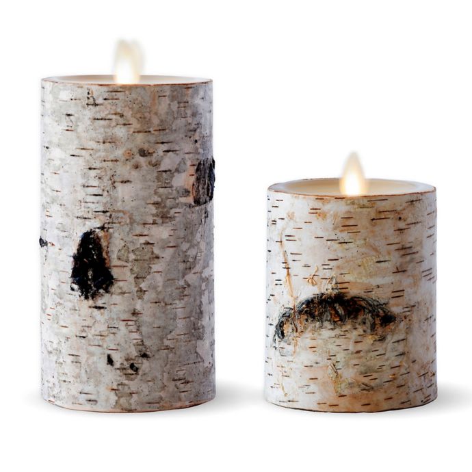 Luminara® Birch RealFlame Effect Pillar Candle Bed Bath and Beyond