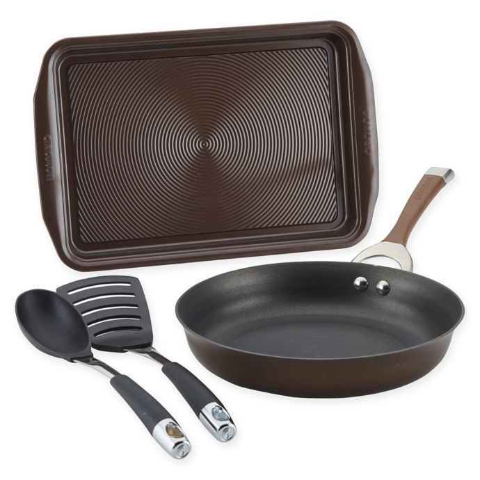 Circulon Symmetry Nonstick Hard Anodized 4 Piece Cookware Set In Chocolate Black Bed Bath Beyond