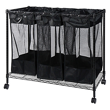 Oceanstar Triple Storage Organizer and Laundry Sorter in Black. View a larger version of this product image.