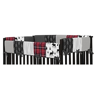 Set of 2 Black and Red Woodland Plaid and Arrow Side Crib Rail Guards Baby Teething Cover Protector Wrap for Rustic Patch Collection Sweet Jojo Designs Grey Flannel Moose Gray 