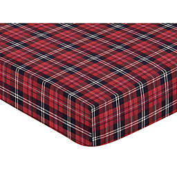 Sweet Jojo Designs® Rustic Patch Flannel Plaid Fitted Crib Sheet in Red/Black/White