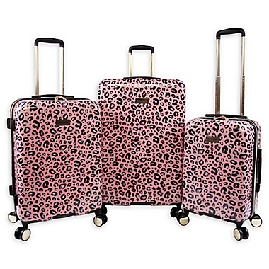 Juicy Couture&reg; Jane 3-Piece Hardside Spinner Luggage Set in Pink Leopard. View a larger version of this product image.