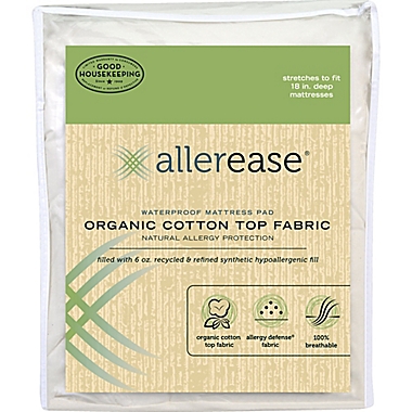 AllerEase Twin Naturals Organic Cotton Waterproof Mattress Pad. View a larger version of this product image.