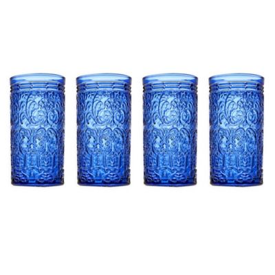 Godinger Jax Highball Glasses In Blue (Set Of 4)
