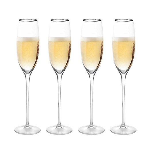 Alternate image 1 for Olivia & Oliver™ Madison Platinum Champagne Flutes (Set of 4)