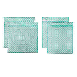 Design Imports 4-Piece Mesh Laundry Bag E Set in Aqua Lattice