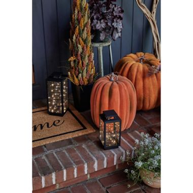 14-Inch LED Stringlight Metal Lantern in Black. View a larger version of this product image.